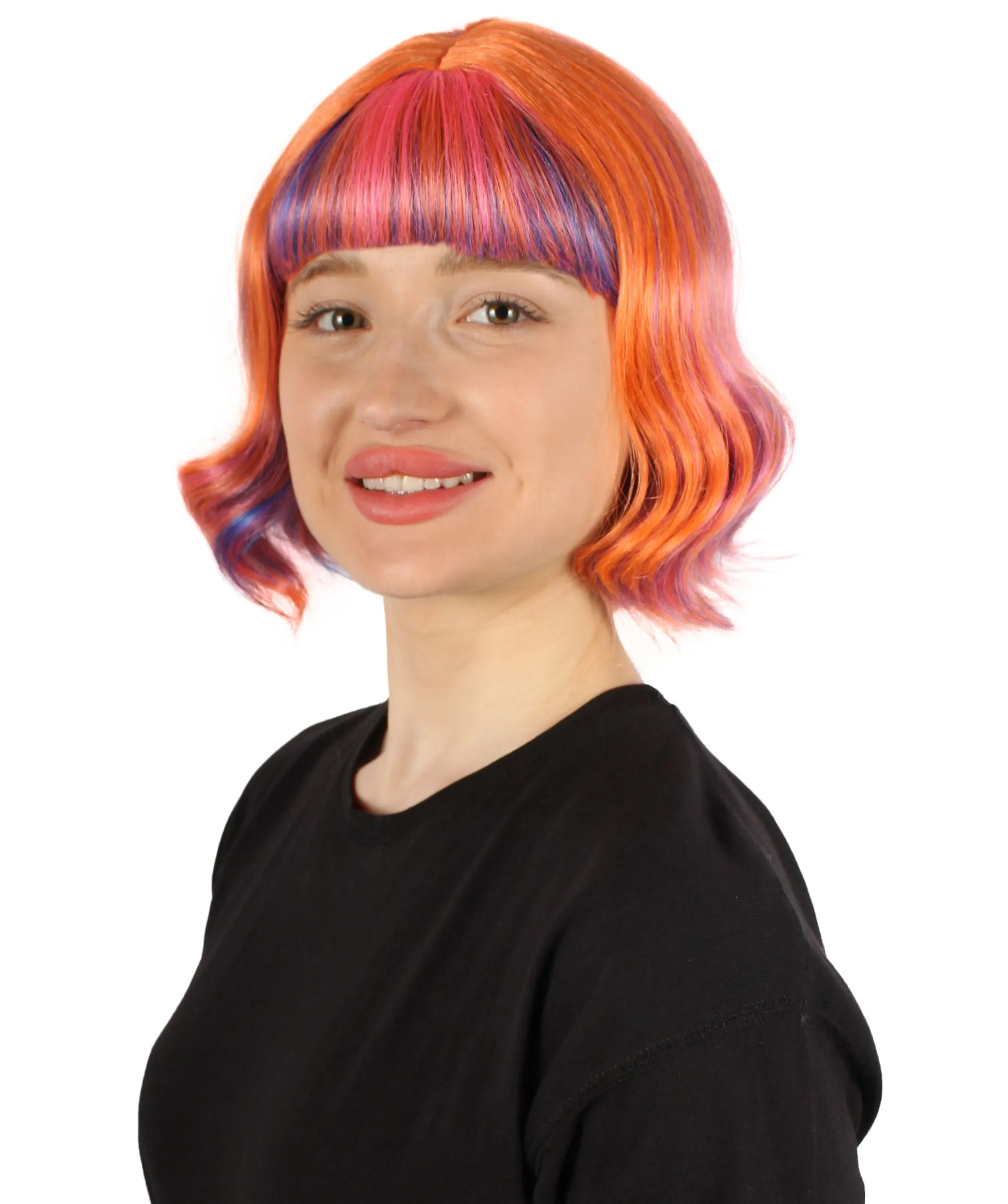 Adult Women's 11" Inch Medium Length Wavy Pop Icon Wig, Multiple Color Synthetic Fiber Hair | HPO