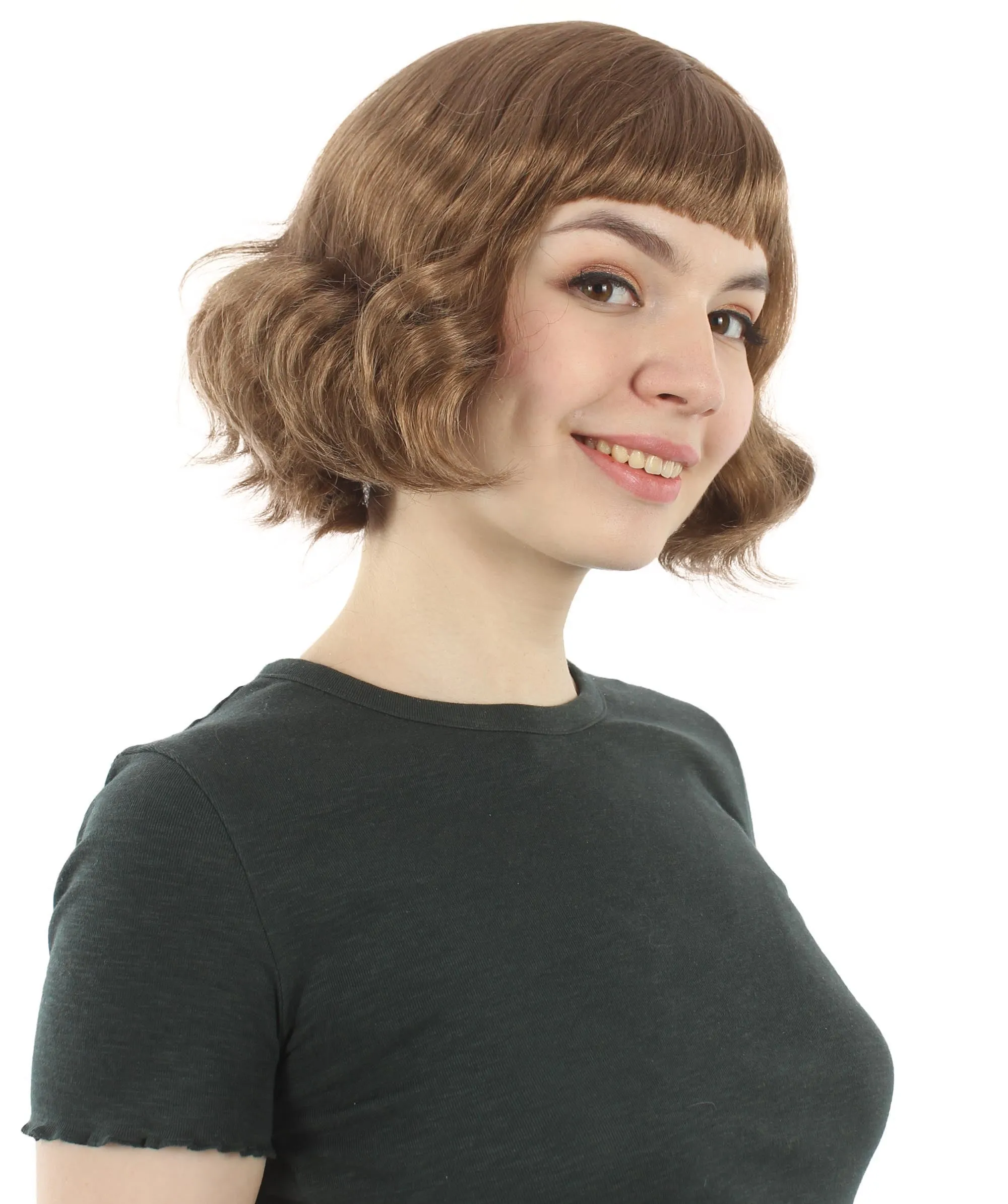 Adult Women's 11" Inch Medium Length Wavy Pop Icon Wig, Multiple Color Synthetic Fiber Hair | HPO