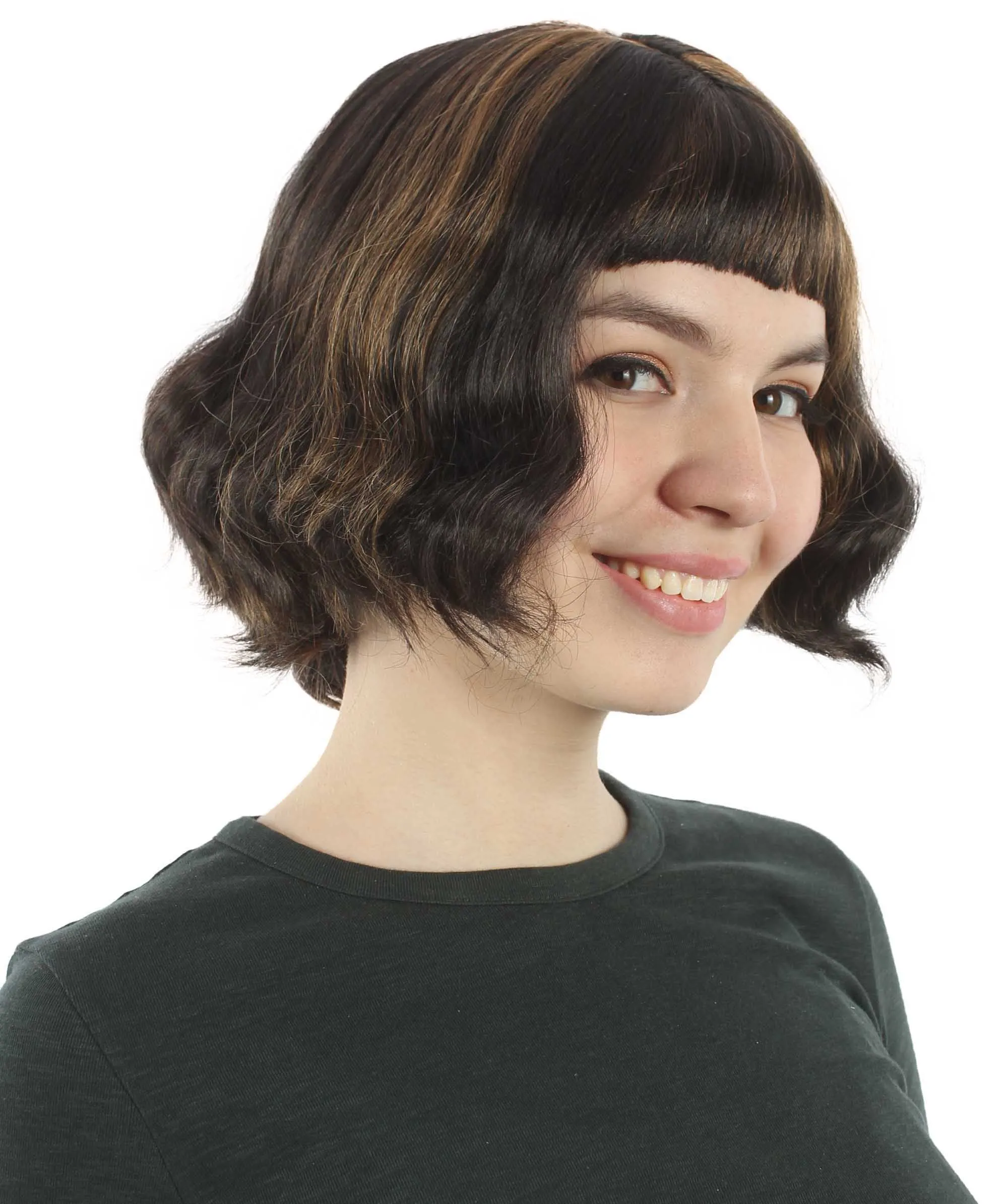 Adult Women's 11" Inch Medium Length Wavy Pop Icon Wig, Multiple Color Synthetic Fiber Hair | HPO