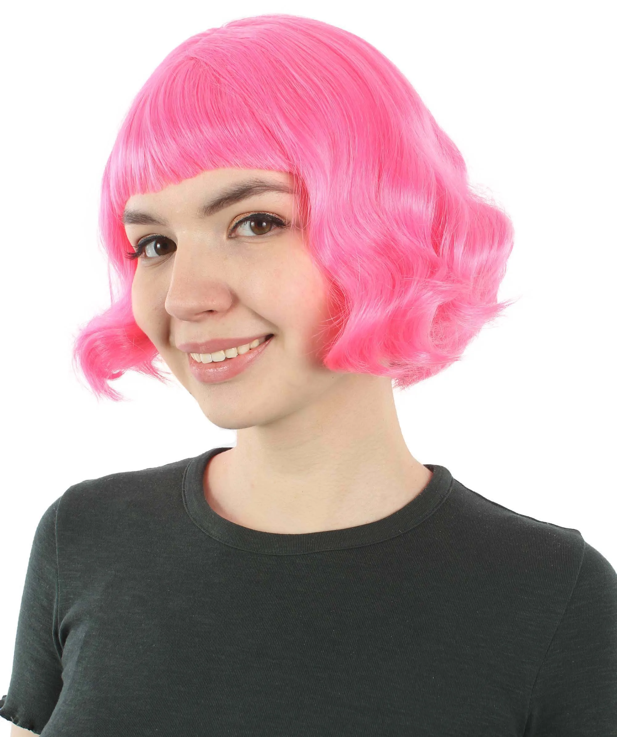 Adult Women's 11" Inch Medium Length Wavy Pop Icon Wig, Multiple Color Synthetic Fiber Hair | HPO