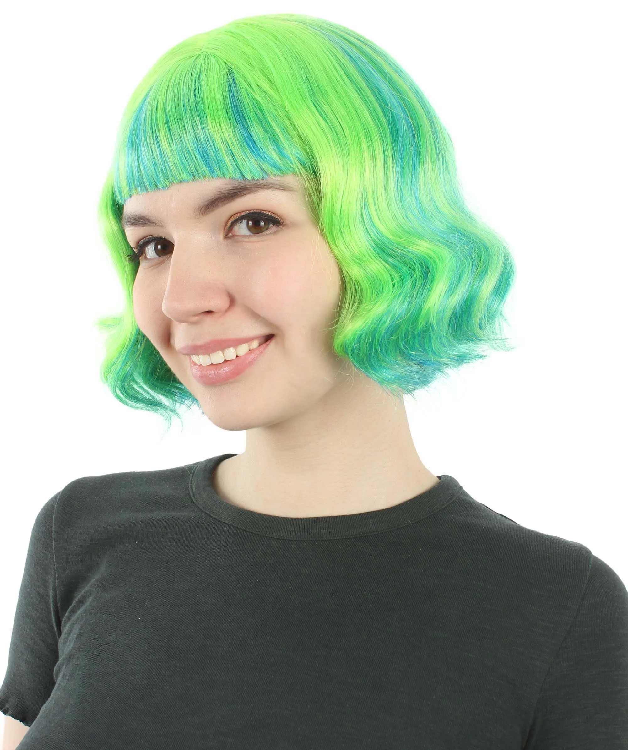 Adult Women's 11" Inch Medium Length Wavy Pop Icon Wig, Multiple Color Synthetic Fiber Hair | HPO