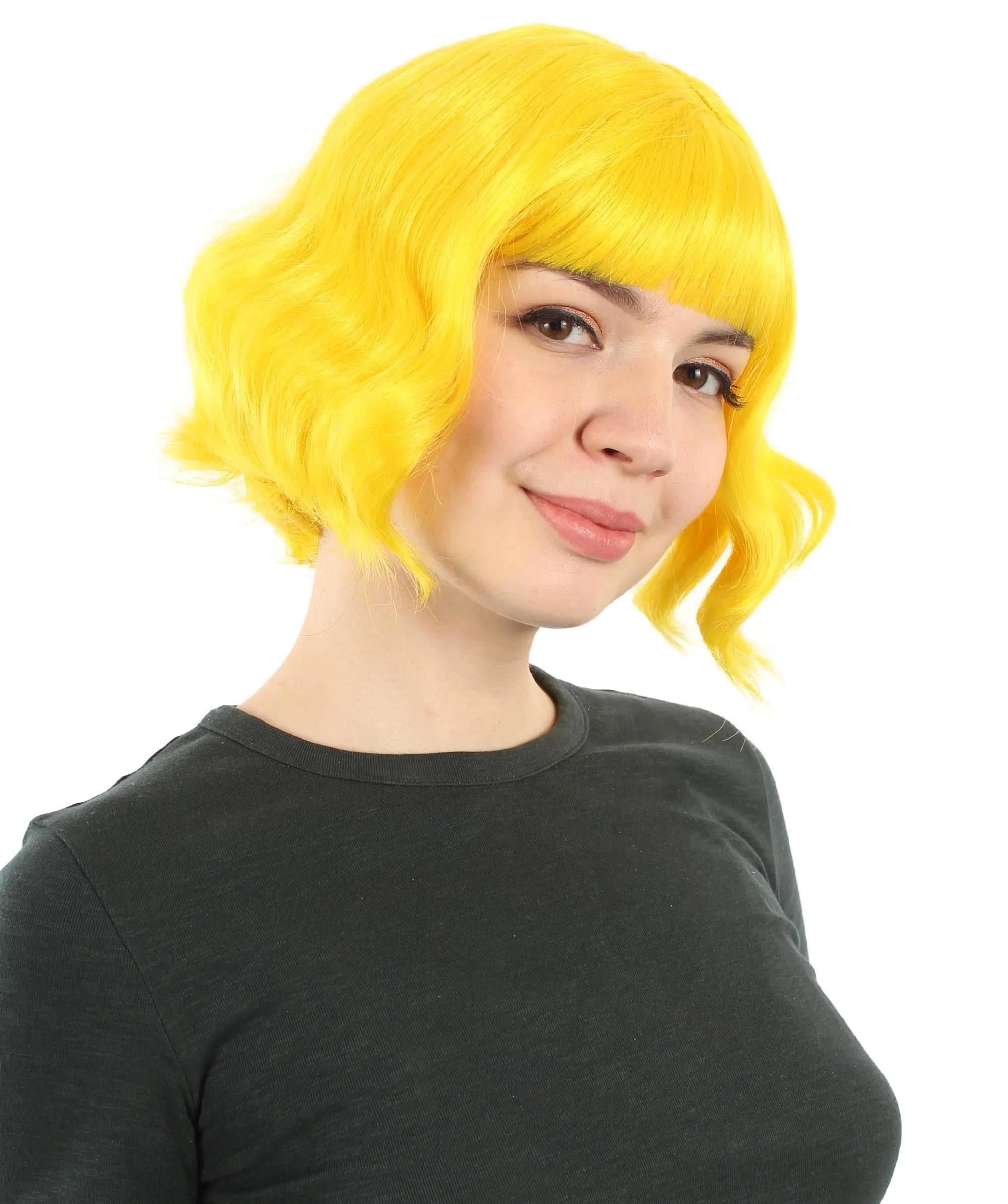 Adult Women's 11" Inch Medium Length Wavy Pop Icon Wig, Multiple Color Synthetic Fiber Hair | HPO