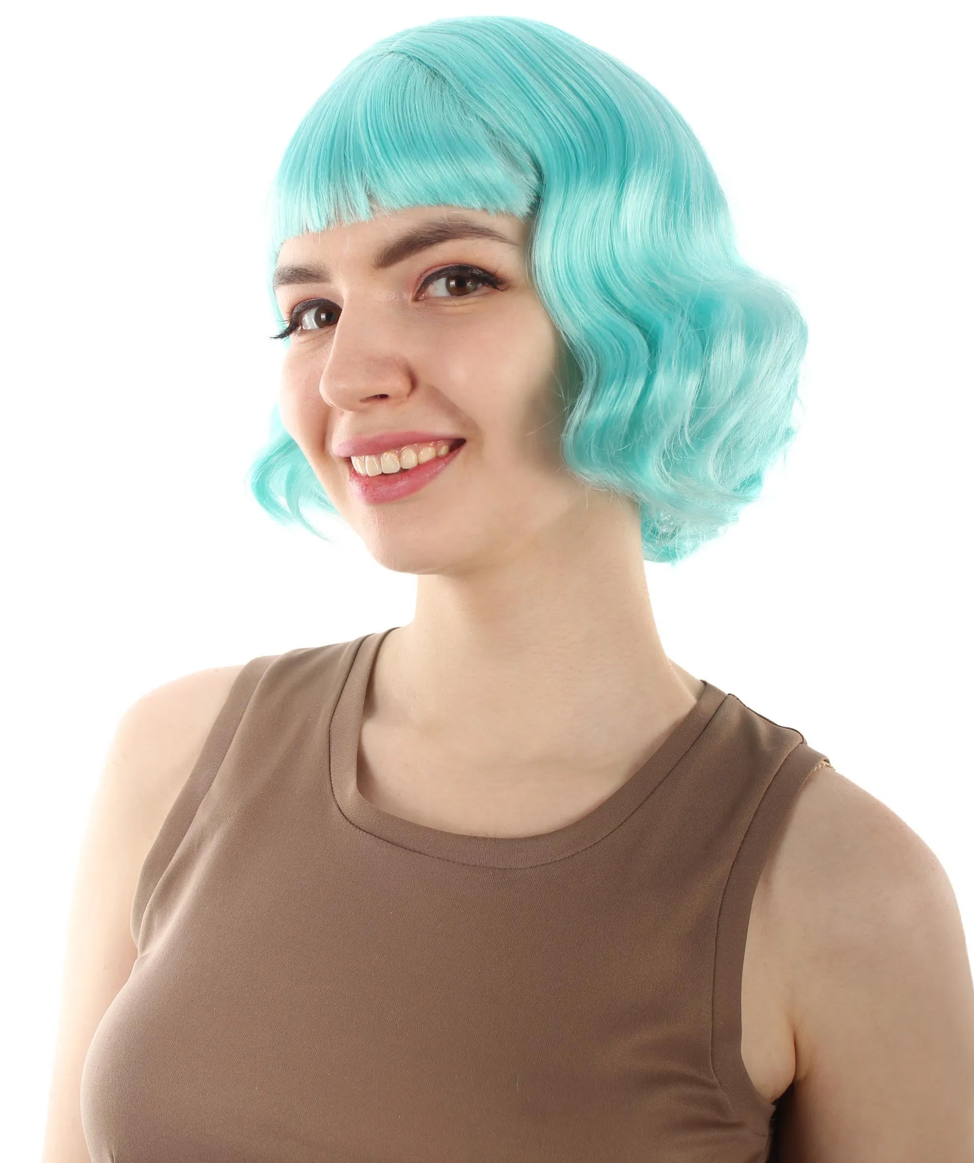 Adult Women's 11" Inch Medium Length Wavy Pop Icon Wig, Multiple Color Synthetic Fiber Hair | HPO