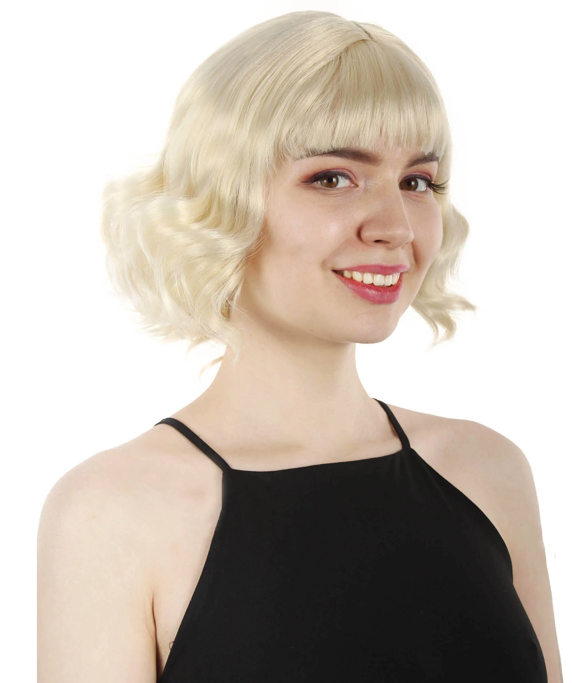 Adult Women's 11" Inch Medium Length Wavy Pop Icon Wig, Multiple Color Synthetic Fiber Hair | HPO