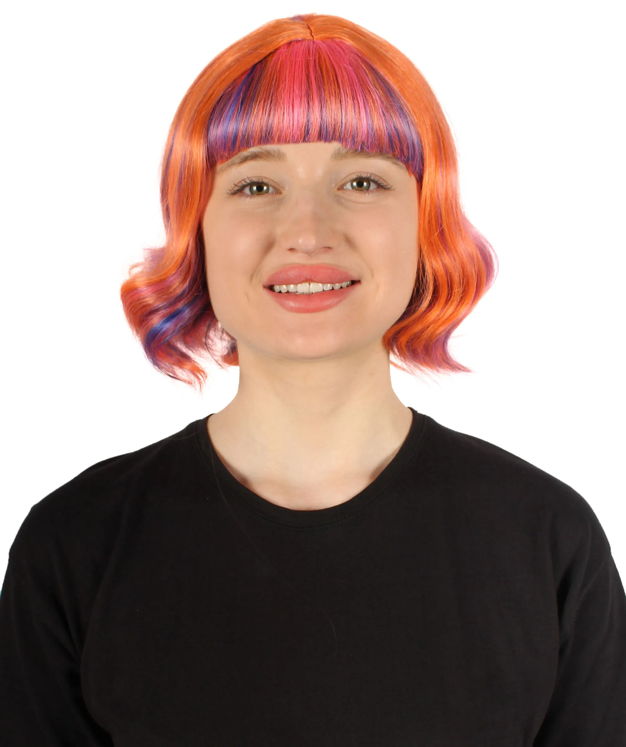 Adult Women's 11" Inch Medium Length Wavy Pop Icon Wig, Multiple Color Synthetic Fiber Hair | HPO