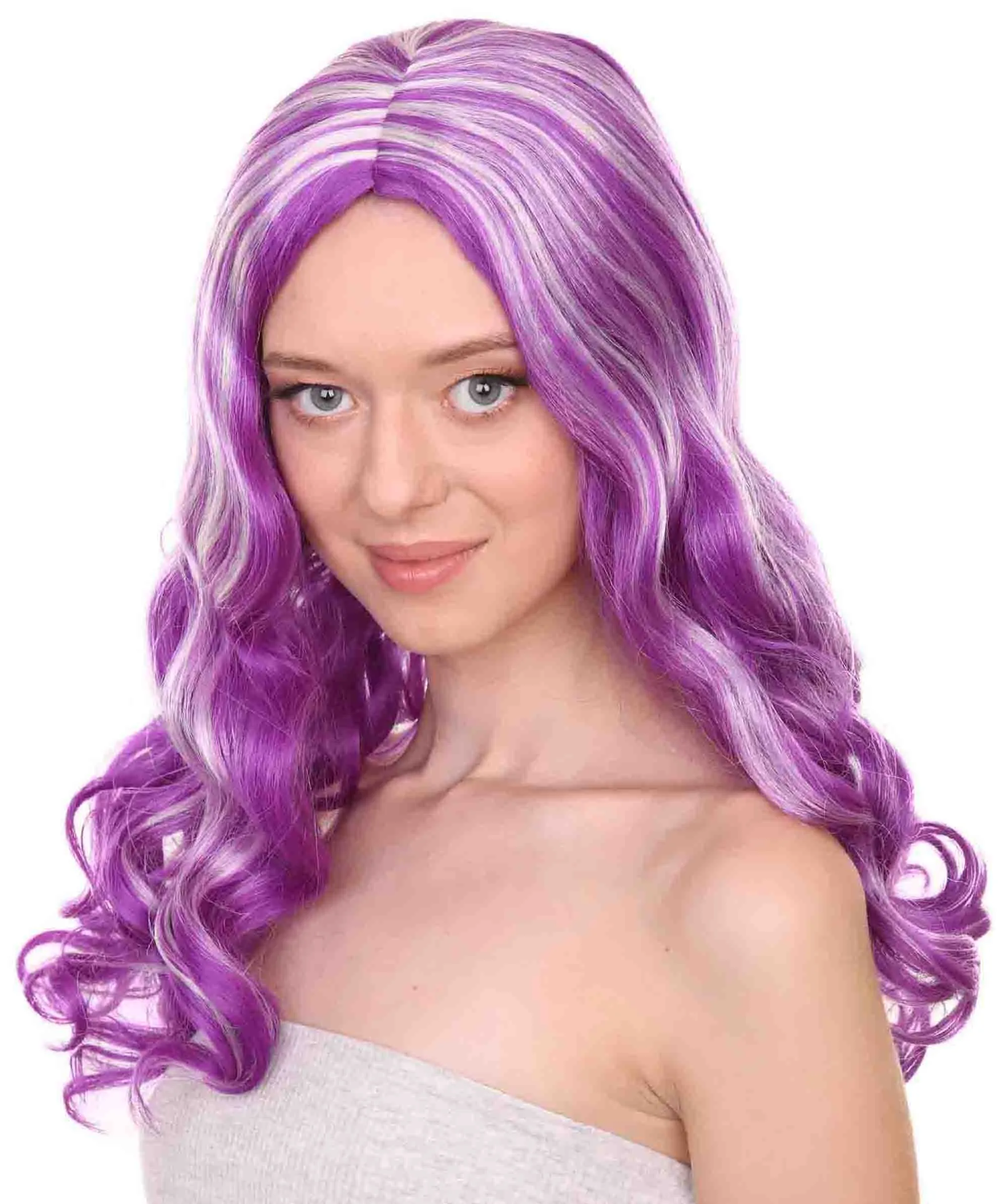 Adult Women's 19" Inch Long Length Straight Halloween Cosplay Animated Pony Costume Wig, Synthetic Soft Fiber Hair with White Highlights | HPO