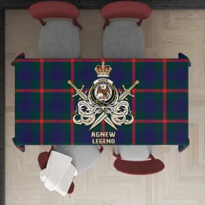 Agnew Tartan Tablecloth with Clan Crest and the Golden Sword of Courageous Legacy