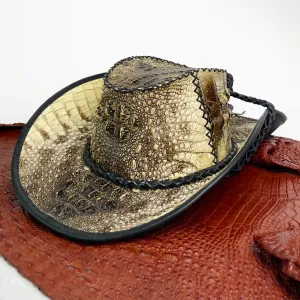 Alligator Cowboy Hat | Mens Crocodile Skin Western Style Hat With Chin Cord | HAT-VANH-05