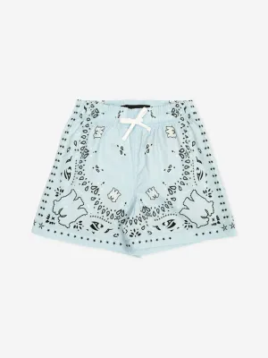 Amiri Boys Bandana Swim Trunks in Blue