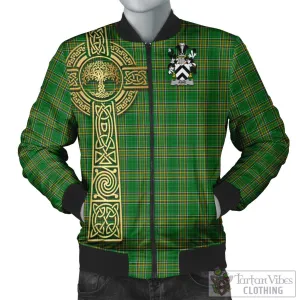 Ashe Irish Clan Tartan Bomber Jacket with Coat of Arms Celtic Tree of Life Style