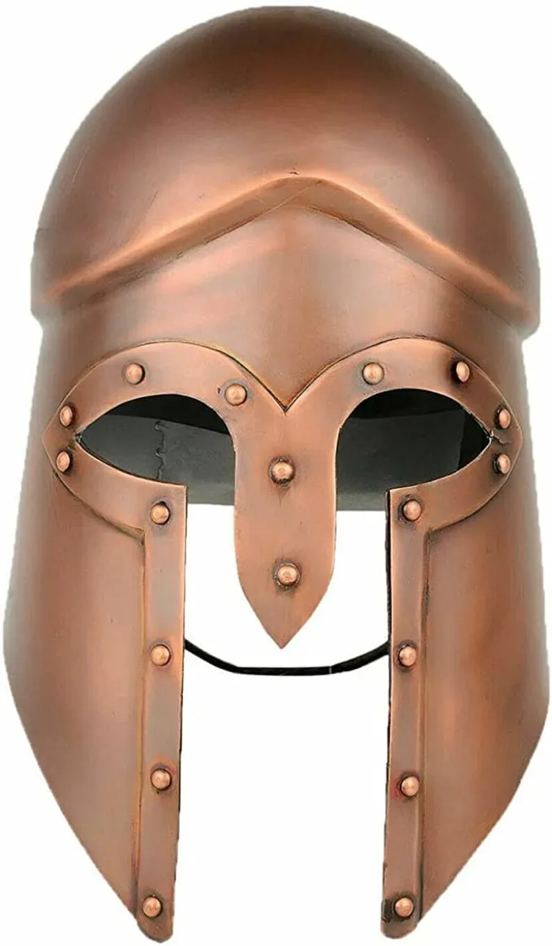 Authentic Medieval Greek Corinthian Helmet – Copper Finish | LARP Crusader Costume for an Epic Adventure