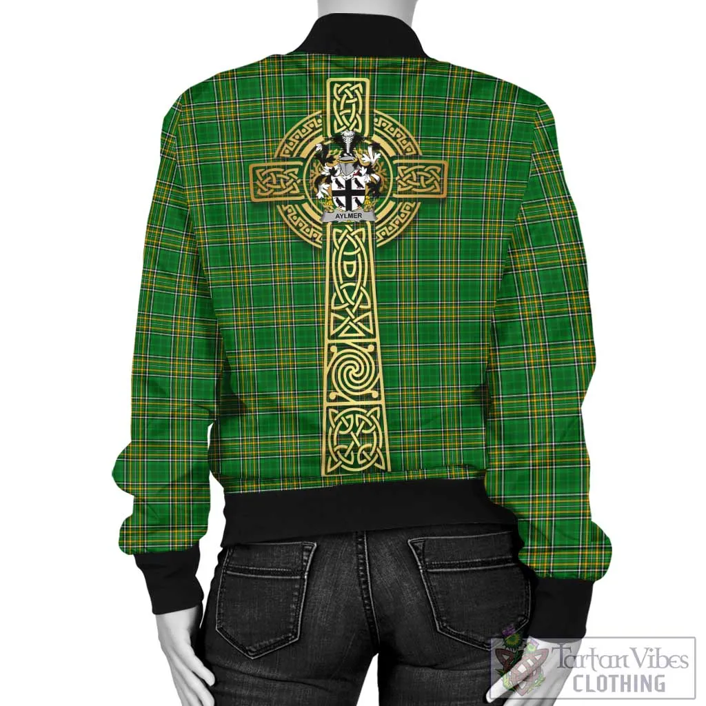 Aylmer Irish Clan Tartan Bomber Jacket with Coat of Arms Celtic Tree of Life Style