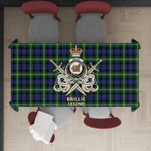 Baillie (Bailey) Tartan Tablecloth with Clan Crest and the Golden Sword of Courageous Legacy