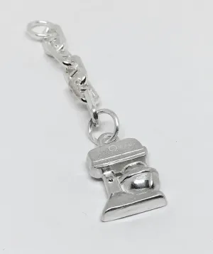 Baker's Standing Mixer Key Ring Charm in Sterling Silver