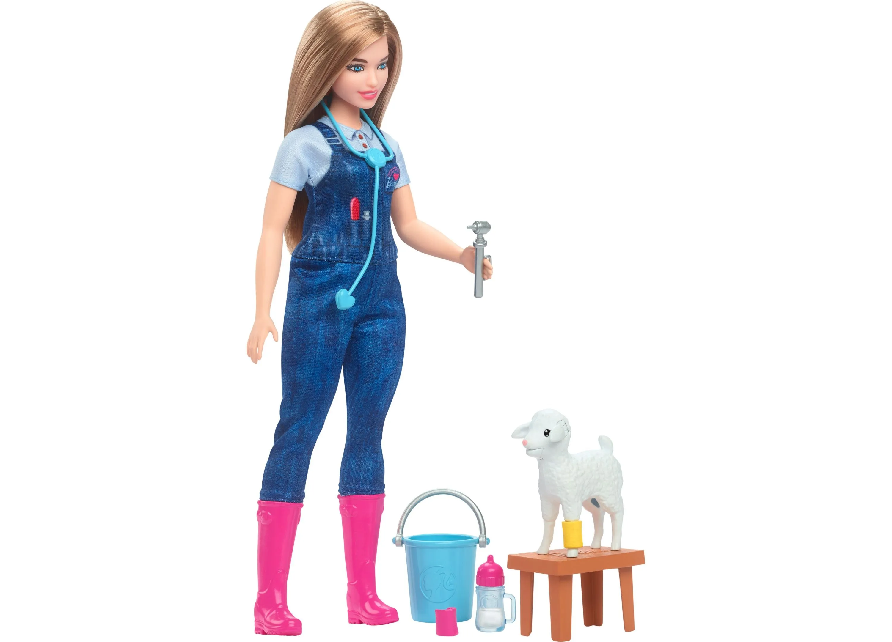 Barbie 65th Anniversary Careers Farm Vet Doll and 10 Accessories Including Lamb with Moving Ears