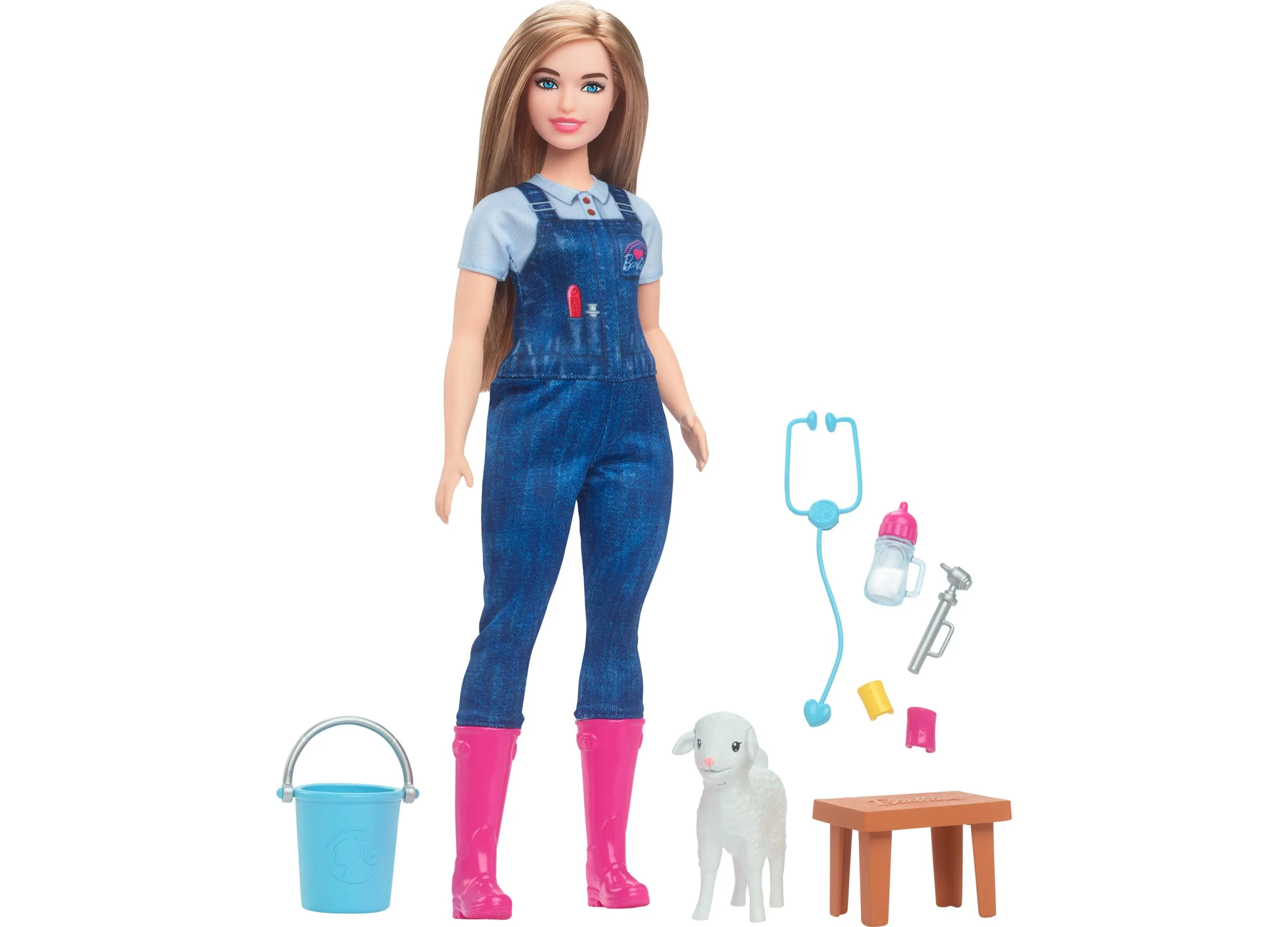 Barbie 65th Anniversary Careers Farm Vet Doll and 10 Accessories Including Lamb with Moving Ears