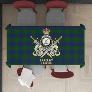 Barclay Tartan Tablecloth with Clan Crest and the Golden Sword of Courageous Legacy