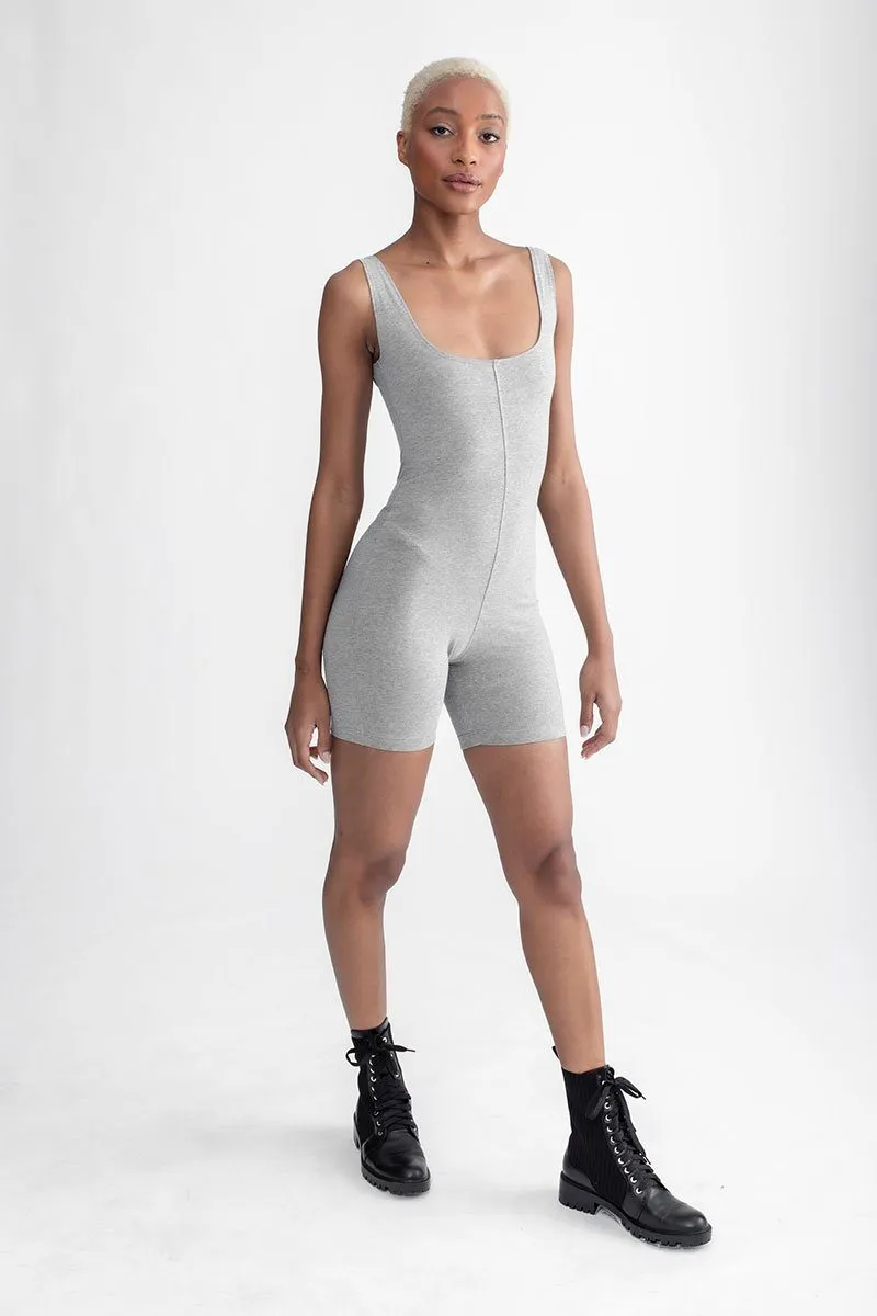 Biker Short Romper Heather Grey