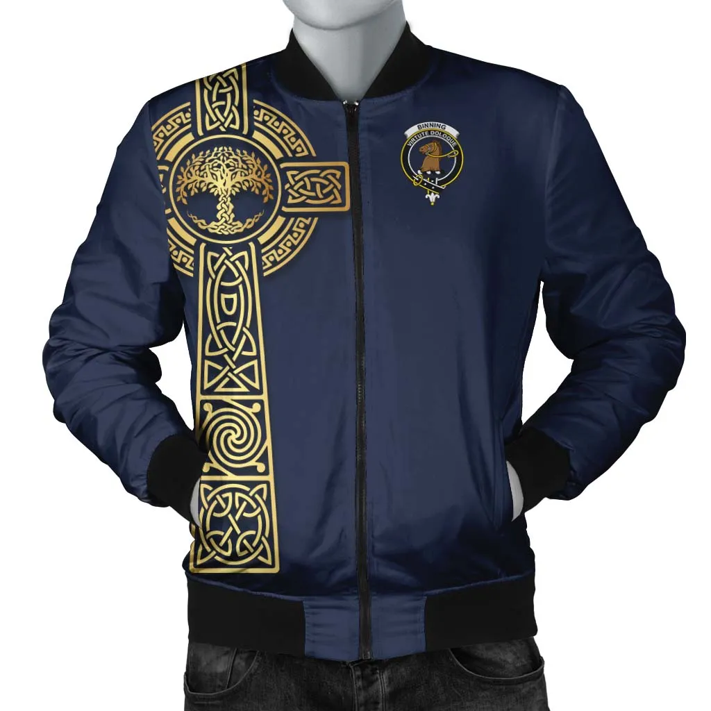 Binning Clan Bomber Jacket with Golden Celtic Tree Of Life