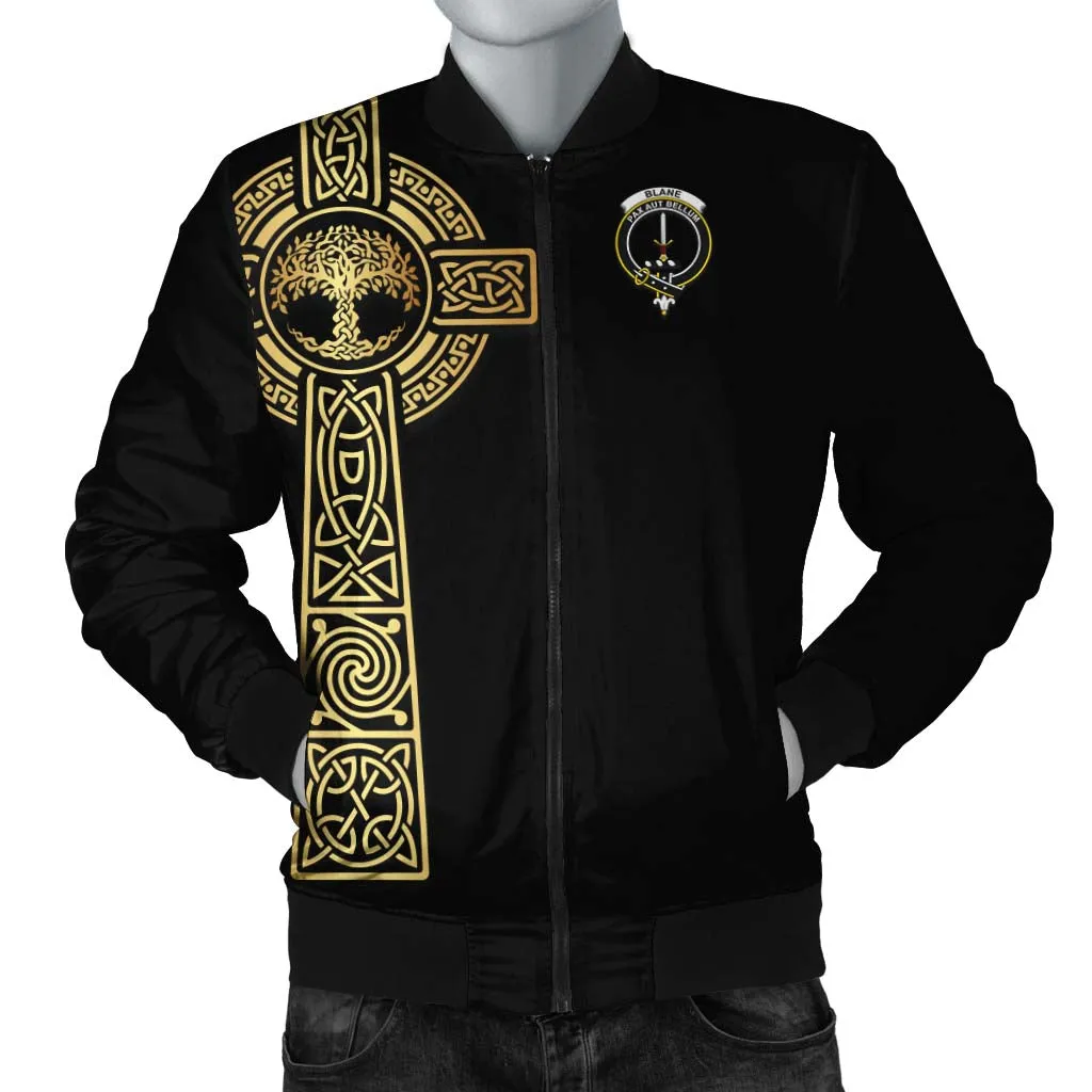 Blane Clan Bomber Jacket with Golden Celtic Tree Of Life