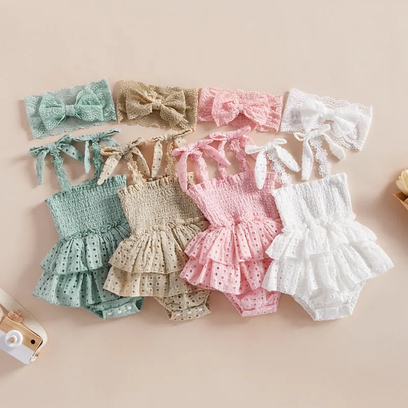 Broderie - Newborn Baby Girls Romper Set