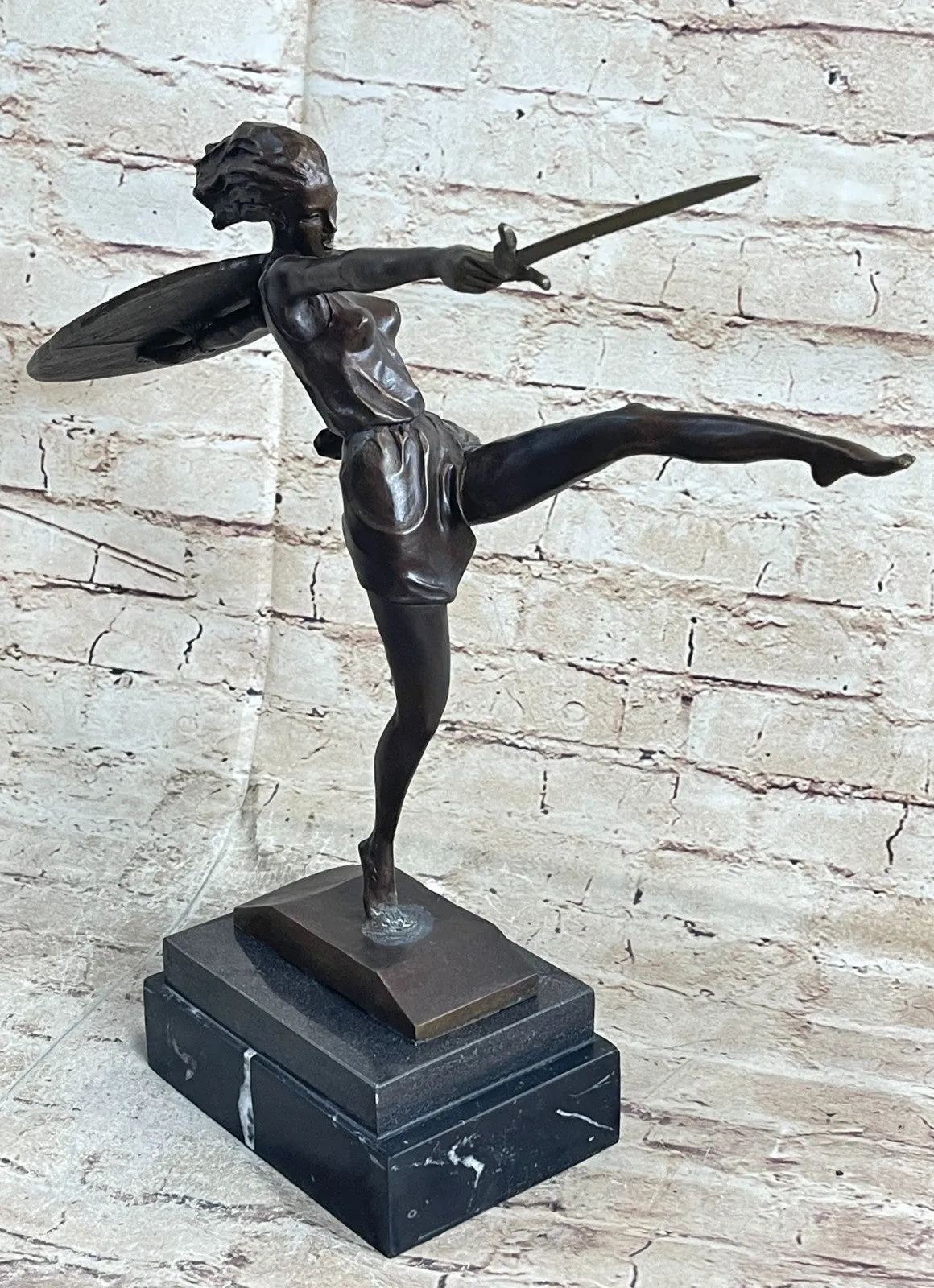 BRONZE ART DECO AMAZON SIGNED ZACH STATUE FEMALE WARRIOR HOT CAST SCULPTURE NUDE