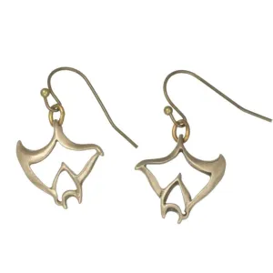 Bronze Manta ray Dangle Drop Earrings- Manta Ray Jewelry, Gifts for Stingray Lovers, Boho Jewelry, Sea Life Jewelry, Gifts For Scuba Divers