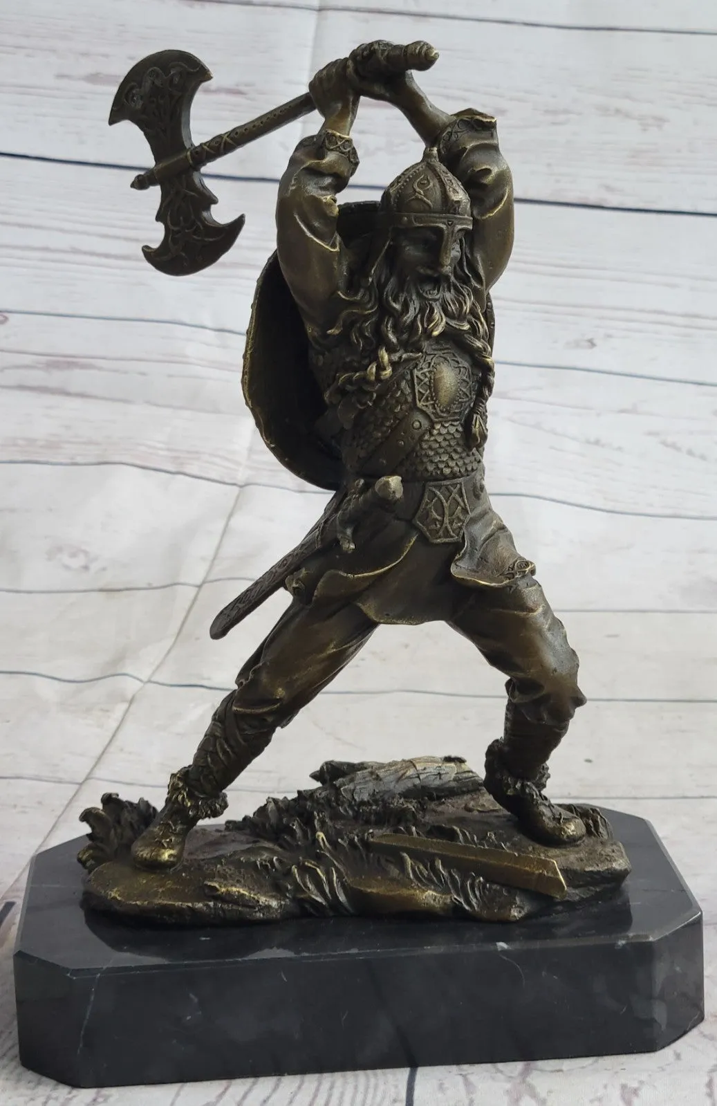 Bronze Sculpture European Warrior Museum Good Quality Marble Base Figurine Sale