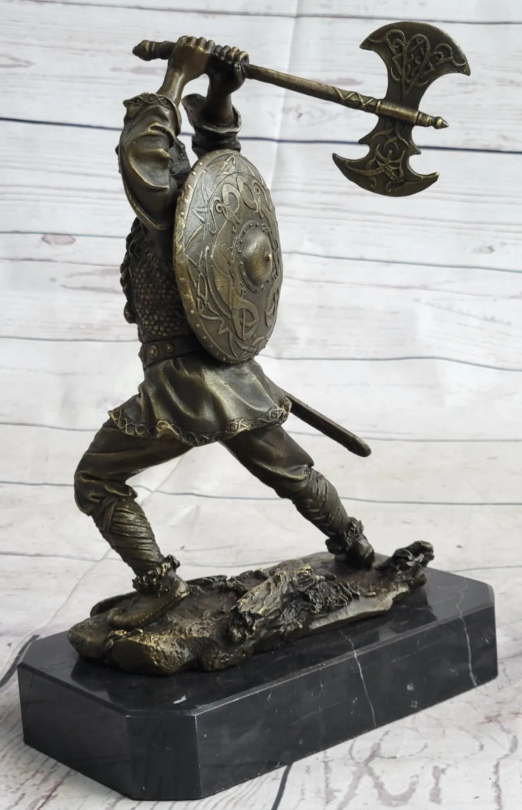 Bronze Sculpture European Warrior Museum Good Quality Marble Base Figurine Sale