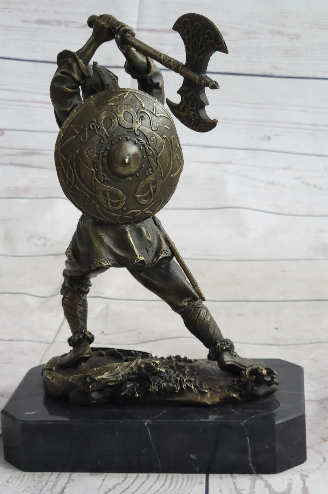 Bronze Sculpture European Warrior Museum Good Quality Marble Base Figurine Sale