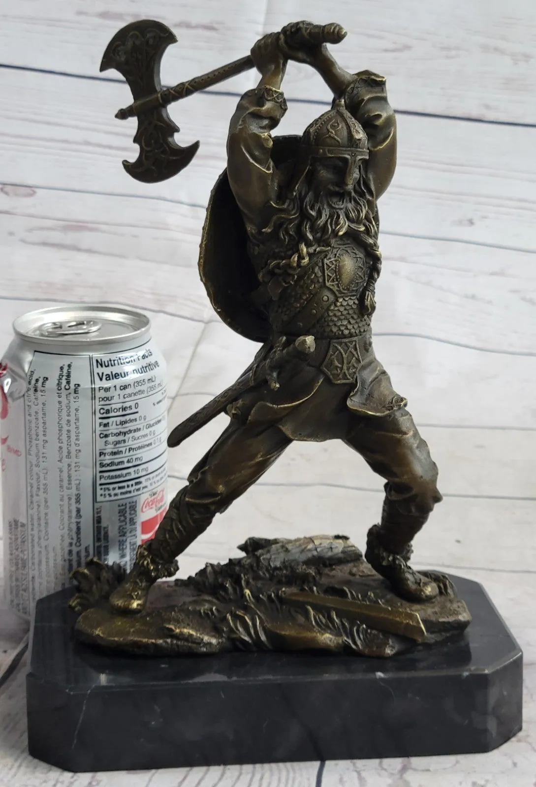 Bronze Sculpture European Warrior Museum Good Quality Marble Base Figurine Sale