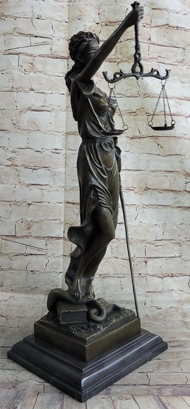 Bronze Sculpture Statue Blind Lady Justice Scales Law Lawyer Attorney Office NR