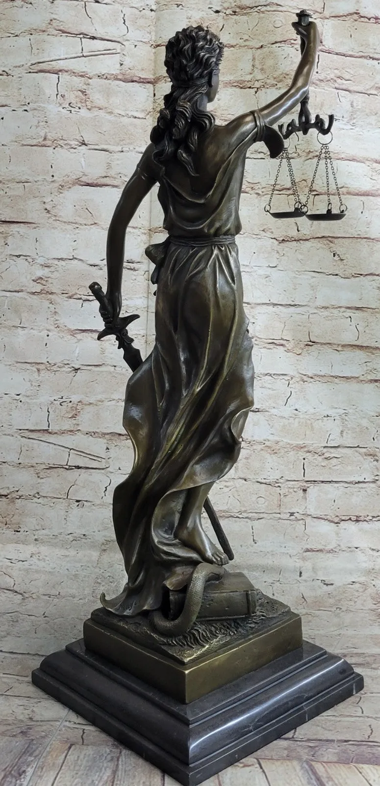 Bronze Sculpture Statue Blind Lady Justice Scales Law Lawyer Attorney Office NR