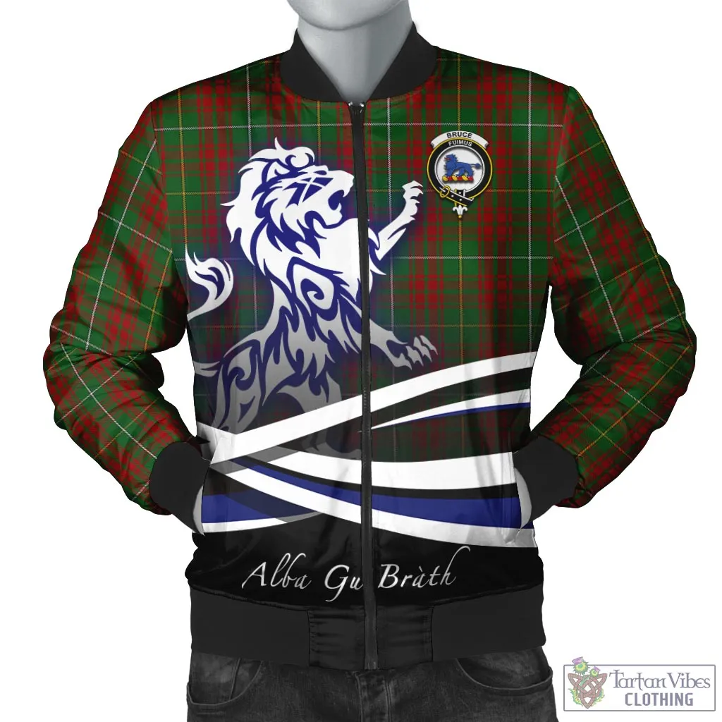 Bruce Hunting Tartan Bomber Jacket with Alba Gu Brath Regal Lion Emblem