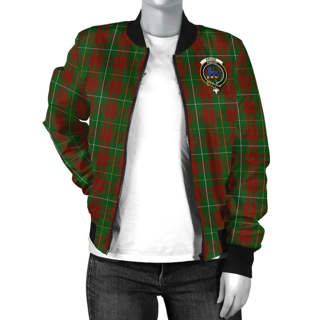 Bruce Hunting Tartan Bomber Jacket with Family Crest