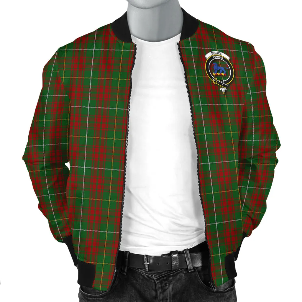 Bruce Hunting Tartan Bomber Jacket with Family Crest