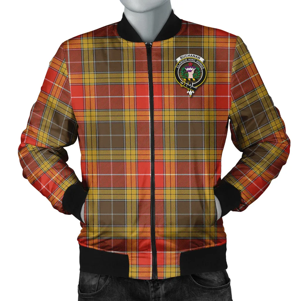 Buchanan Old Set Weathered Tartan Bomber Jacket with Family Crest