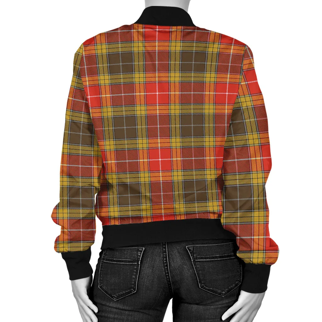 Buchanan Old Set Weathered Tartan Bomber Jacket with Family Crest