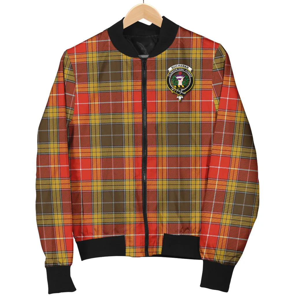 Buchanan Old Set Weathered Tartan Bomber Jacket with Family Crest