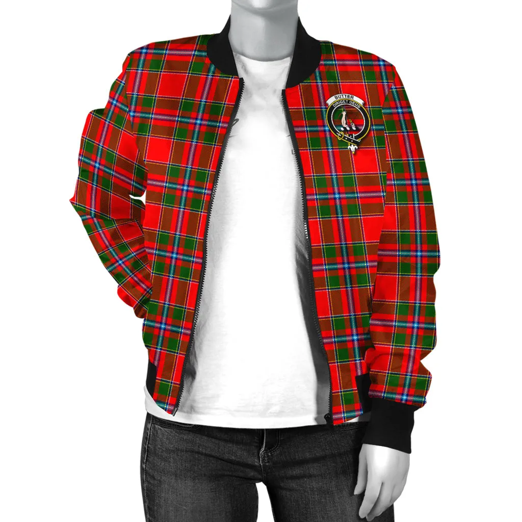 Butter Tartan Bomber Jacket with Family Crest