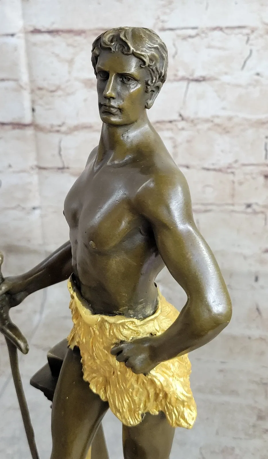 Decor Nude Male Warrior Bronze Sculpture Home Office Decoration Statue Figure