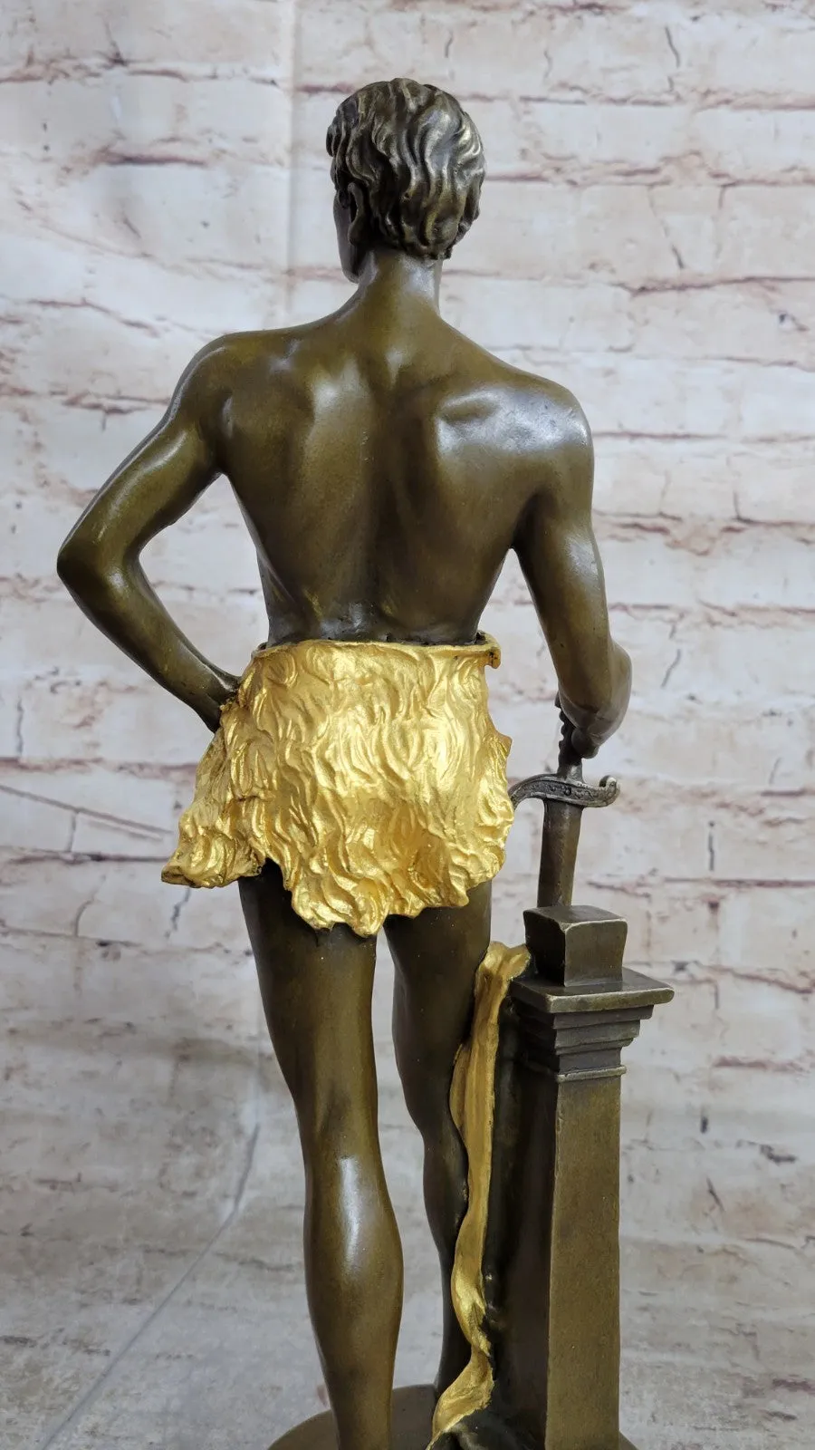 Decor Nude Male Warrior Bronze Sculpture Home Office Decoration Statue Figure