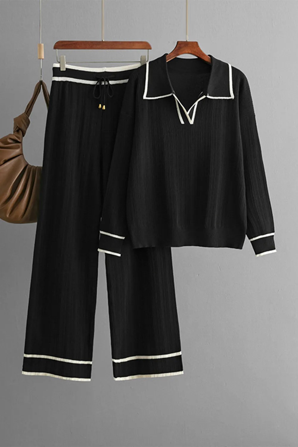 Drawstring Resort Pants Sweater Set