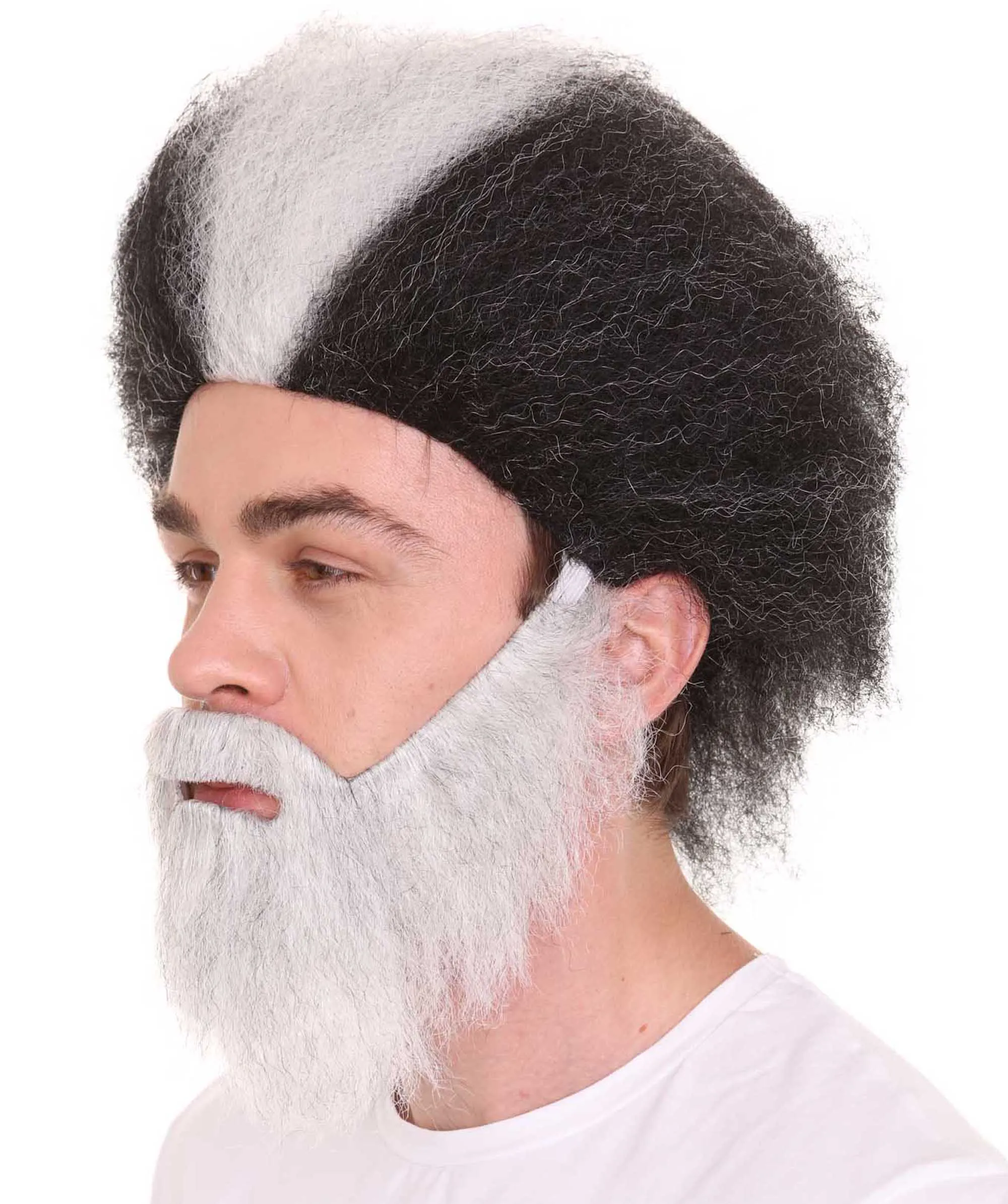 Father Wig with Full Beard , Black and Grey TV/Movie Wigs , Premium Breathable Capless Cap