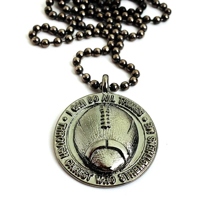 Football Gunmetal Finish Necklace