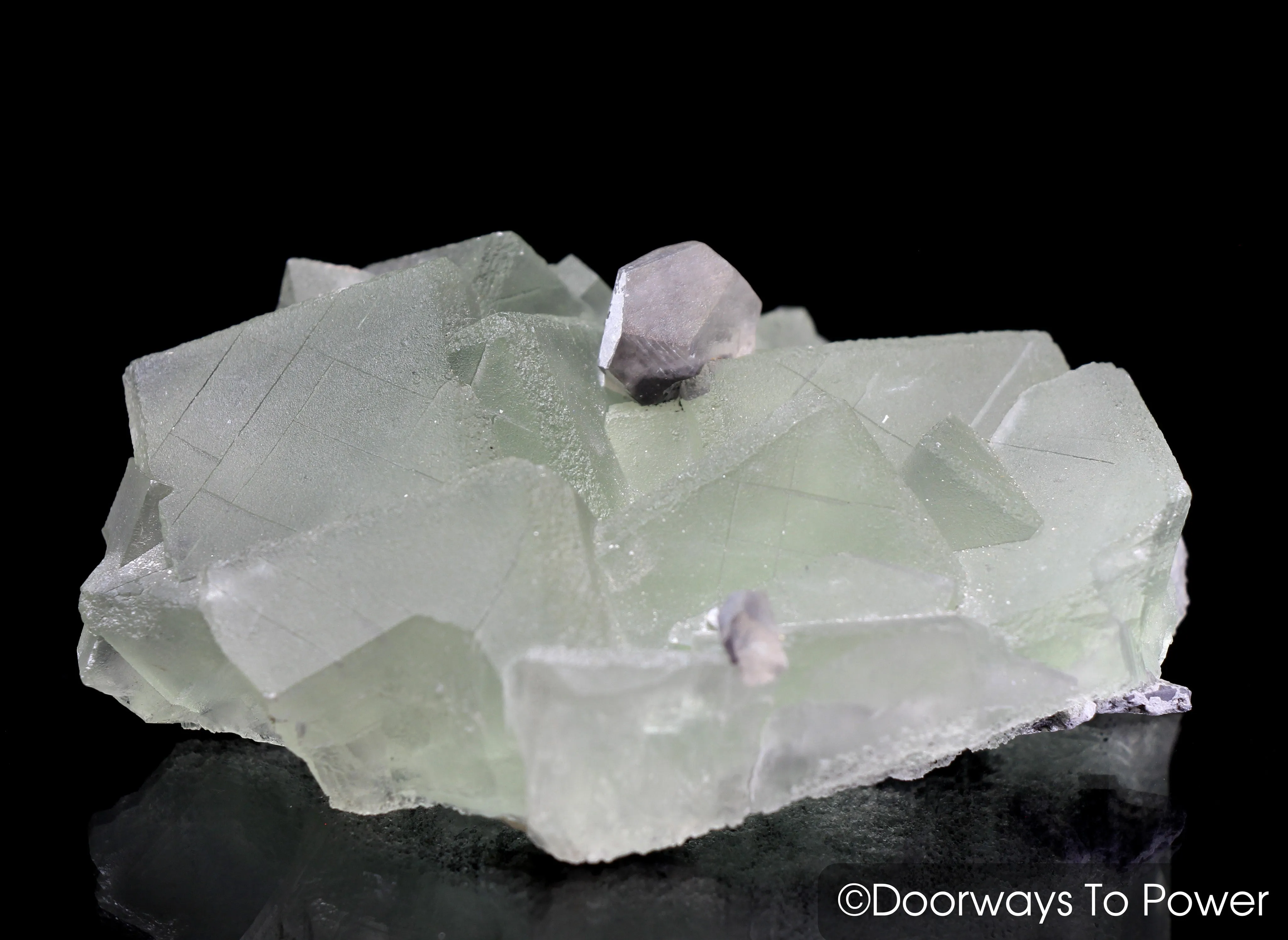 Green Fluorite with Twin Calcite Specimen A    Collectors Quality