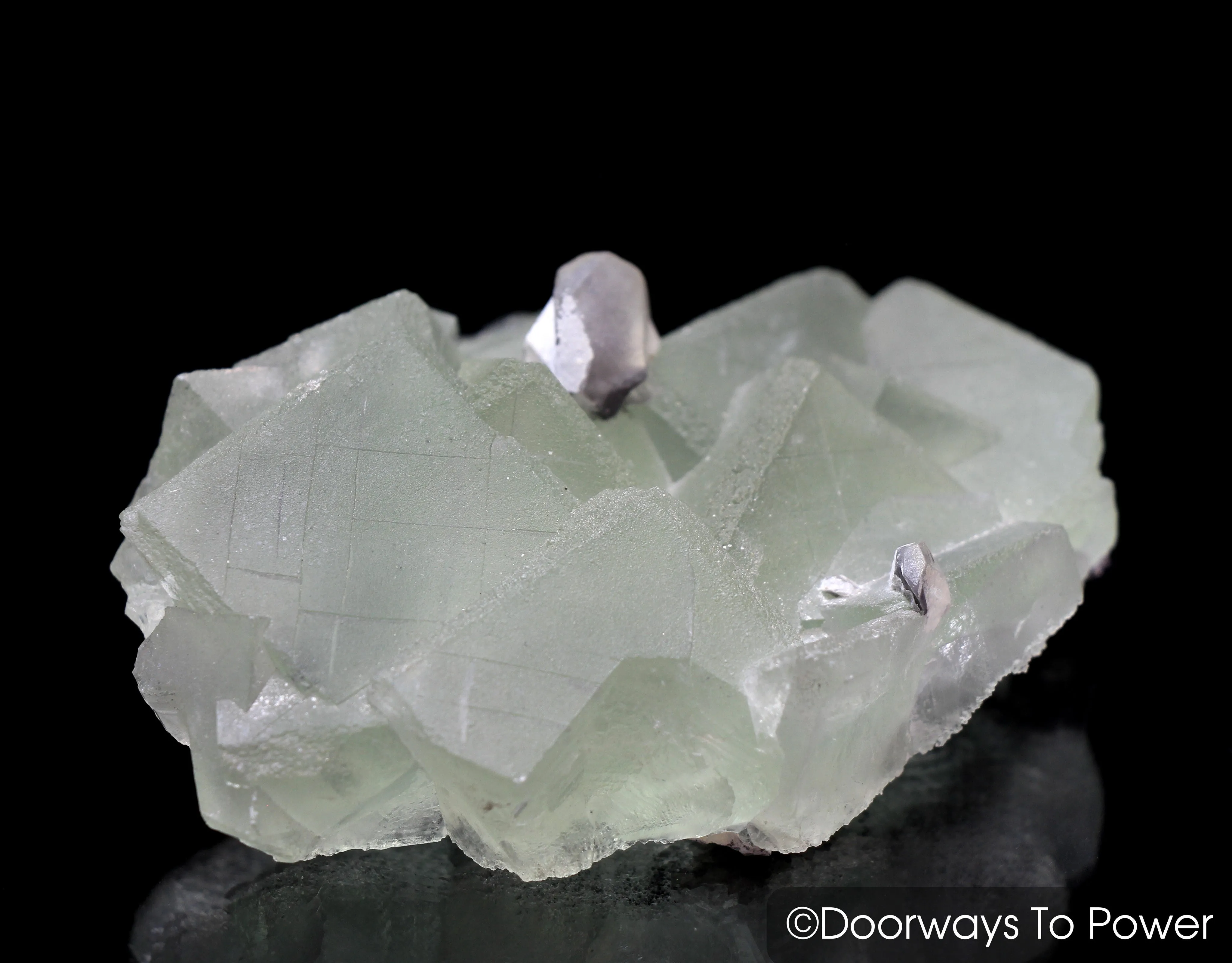 Green Fluorite with Twin Calcite Specimen A    Collectors Quality