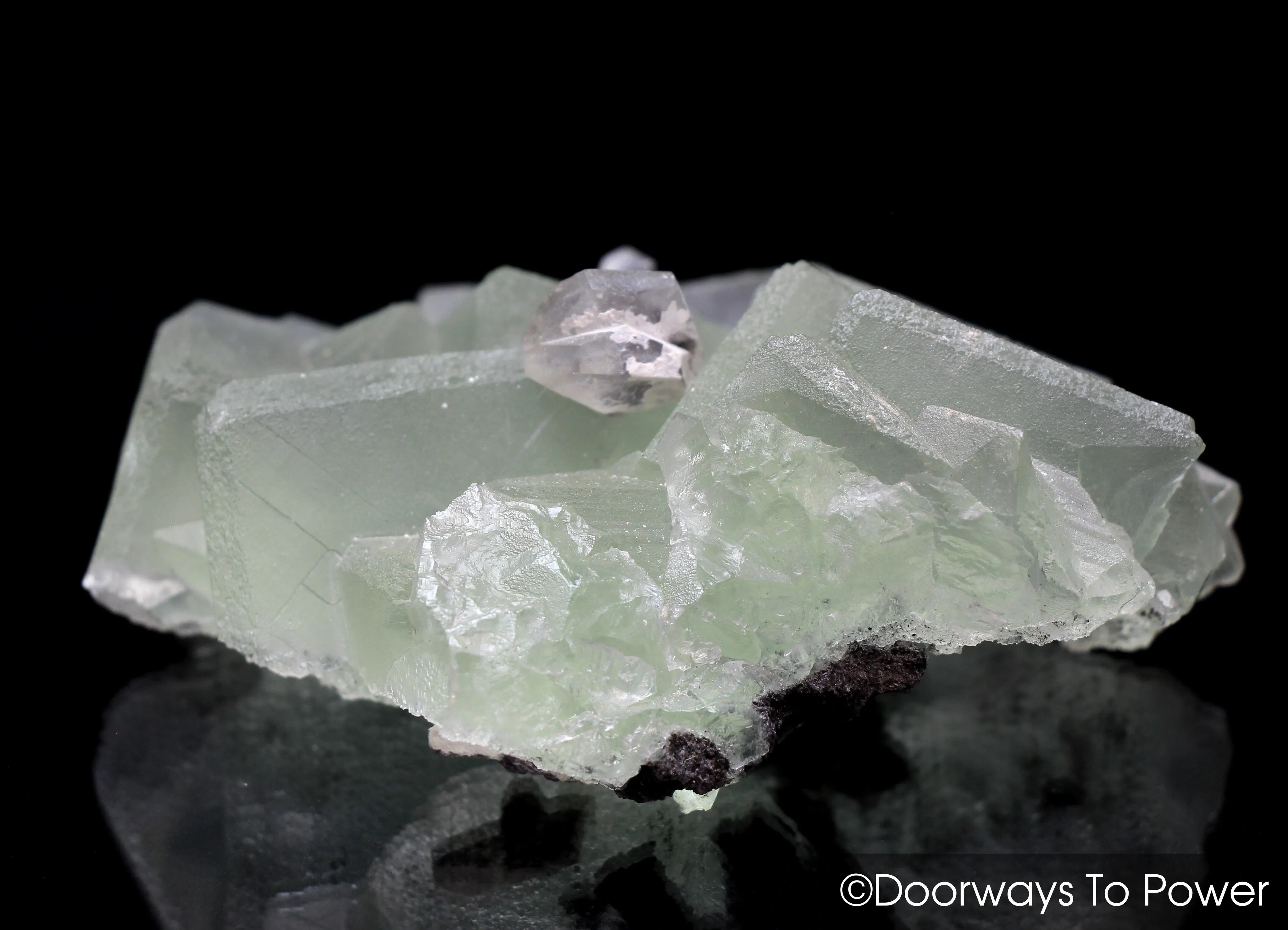 Green Fluorite with Twin Calcite Specimen A    Collectors Quality