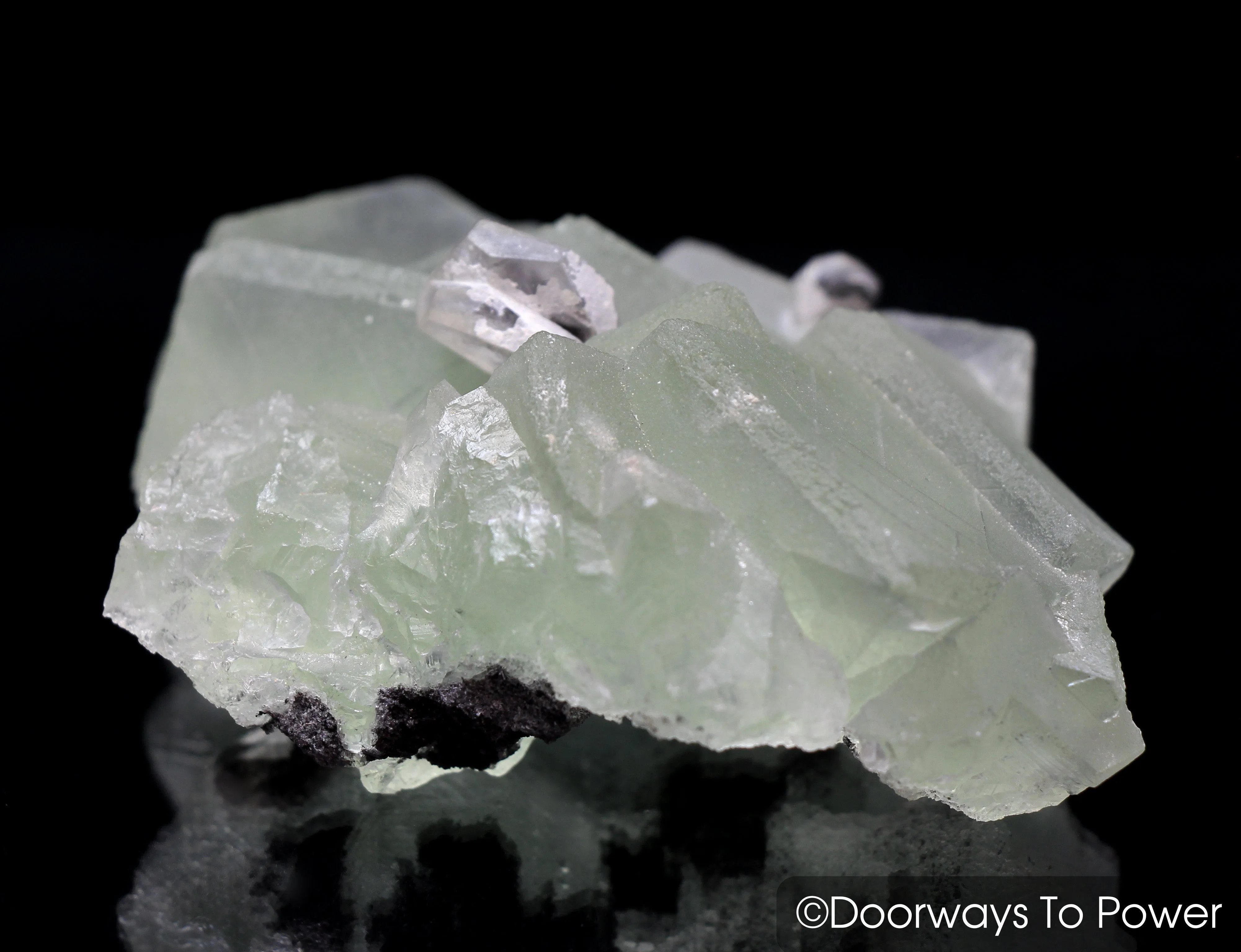 Green Fluorite with Twin Calcite Specimen A    Collectors Quality