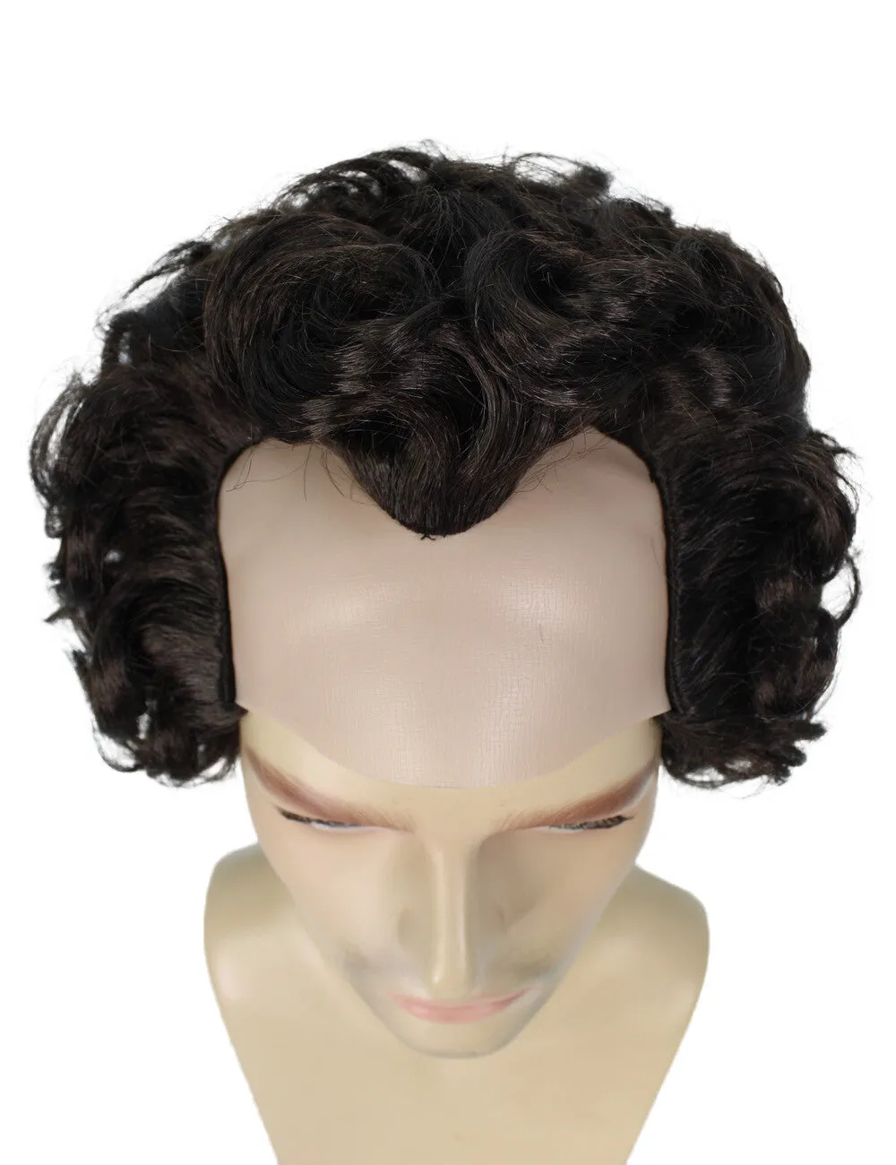 HPO Adult Men's Short Curly Half-Bald Cosplay Wig, Perfect For Halloween, Flame-Retardant Synthetic Fiber